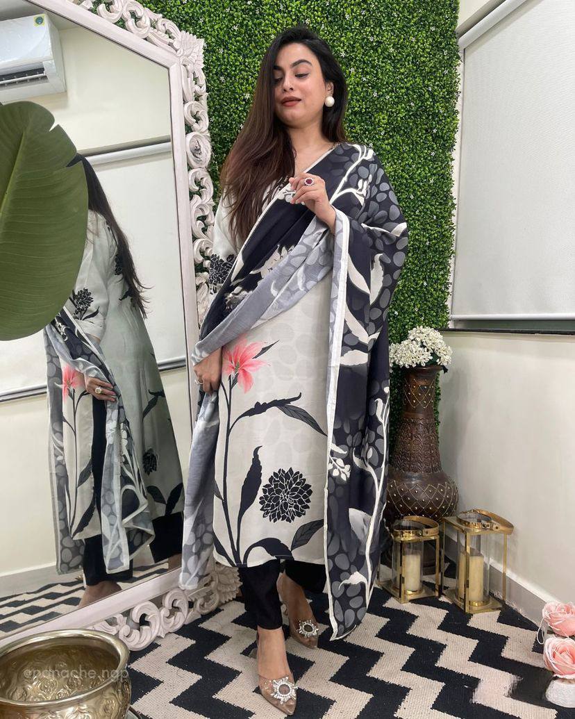 KF 4033 Kalaai Viscose Printed Kurti With Bottom Dupatta Exporters In India
